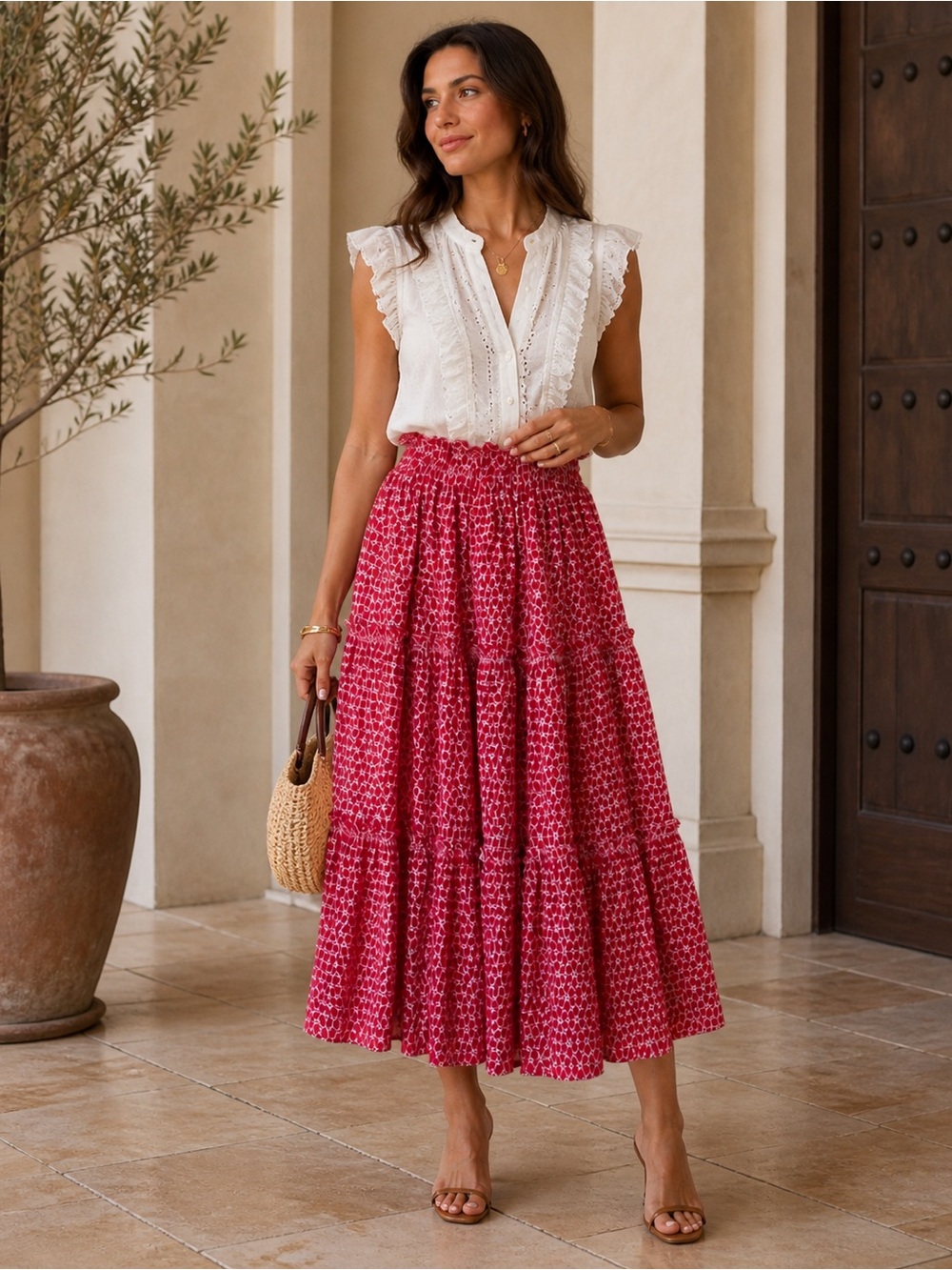 Lisa Marie Fernandez Skirt - Floral Maxi Skirt - Size Medium
